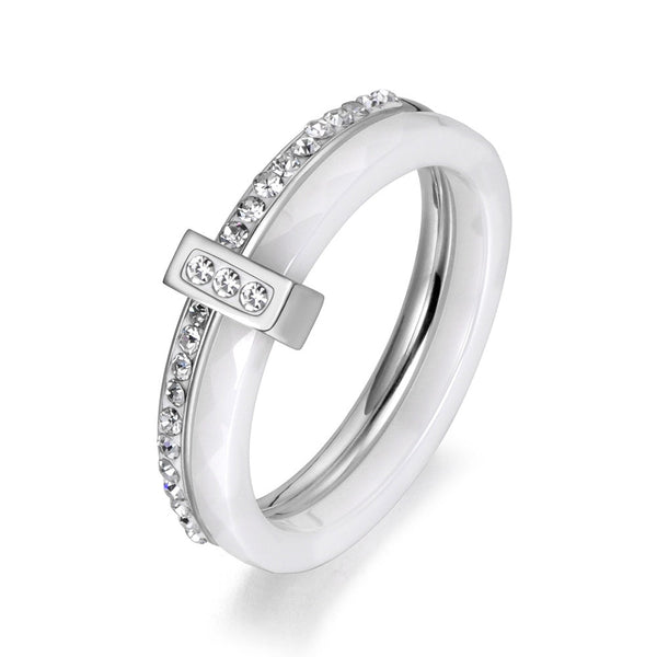 Layered Crystal Bar Band Ring