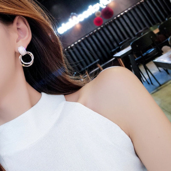 Crystal Pink Hoop Earrings