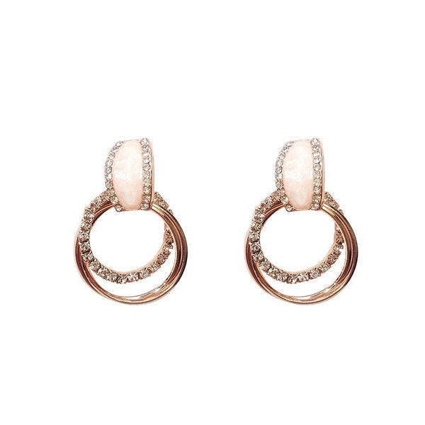 Crystal Pink Hoop Earrings