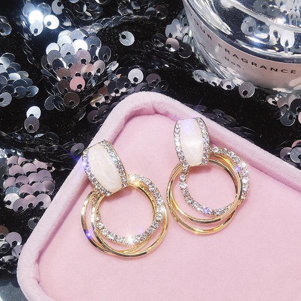Crystal Pink Hoop Earrings