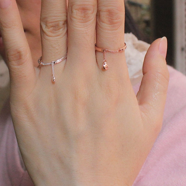 Dainty Dangle Bead Chain Ring