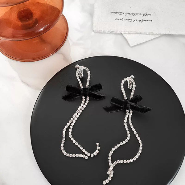 Long Crystal Bowknot Earrings