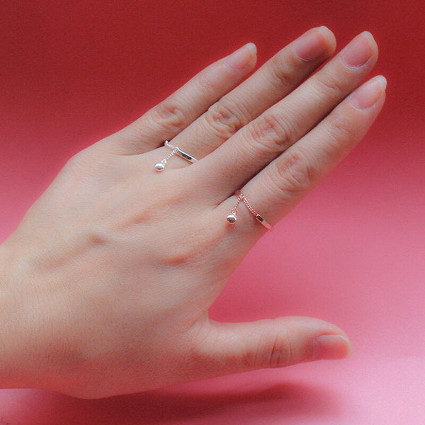 Dainty Dangle Bead Chain Ring