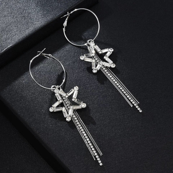 Shining Star Tassel Hoops
