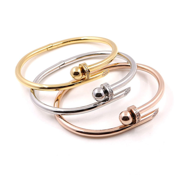 Round Cap Nail Rivet Bangle Bracelet