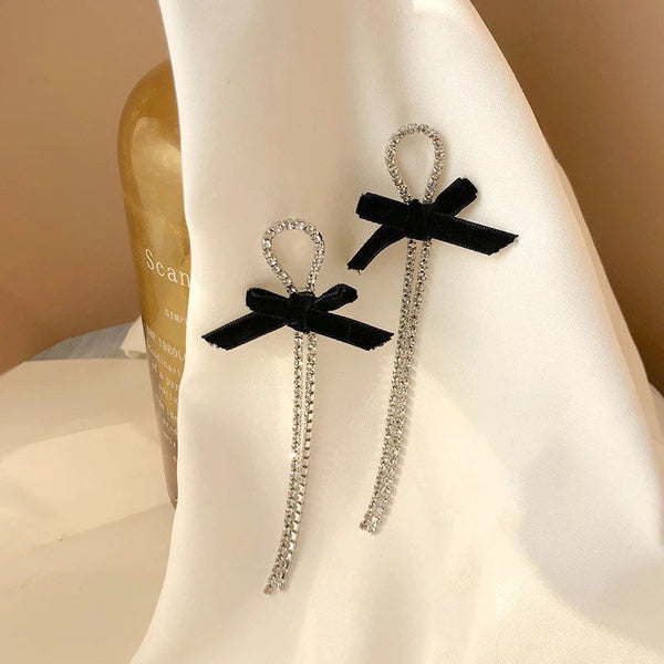 Long Crystal Bowknot Earrings