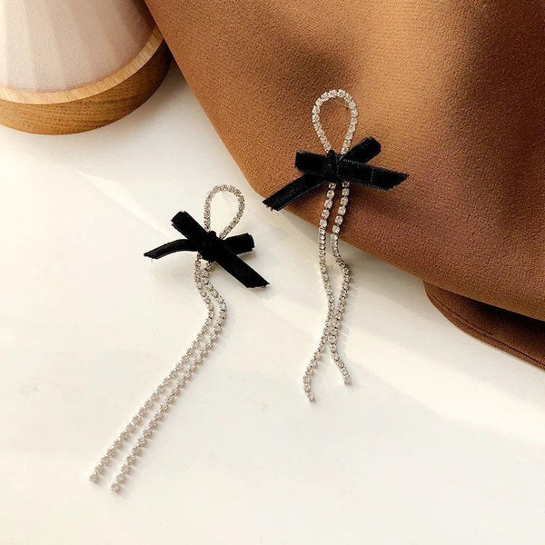 Long Crystal Bowknot Earrings