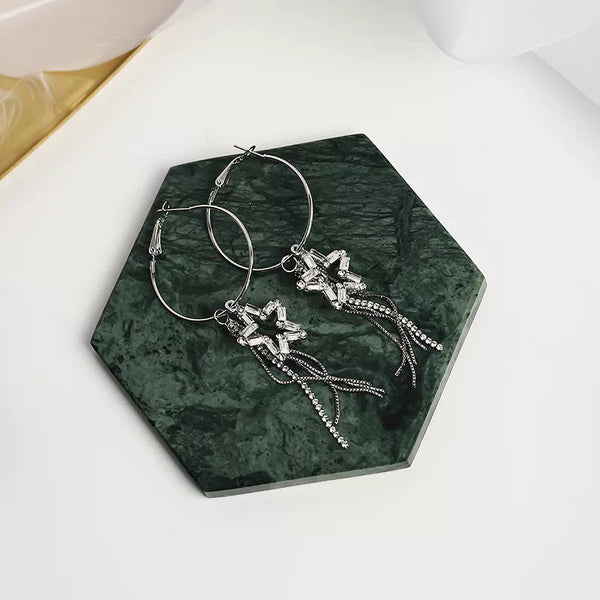 Shining Star Tassel Hoops