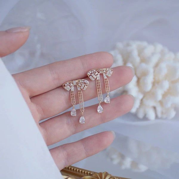 Delicate Crystal Bow Earrings
