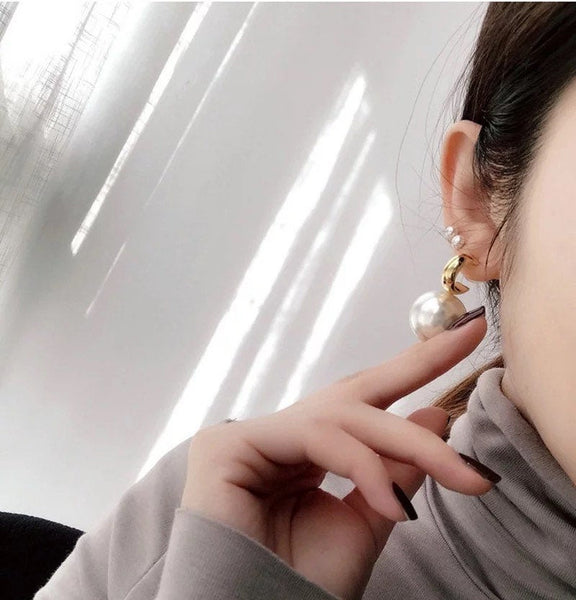 Classy Hoop Pearl Earrings
