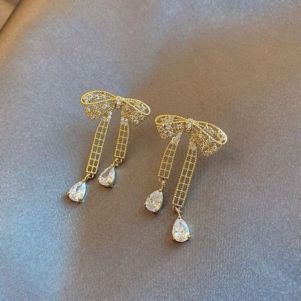 Delicate Crystal Bow Earrings
