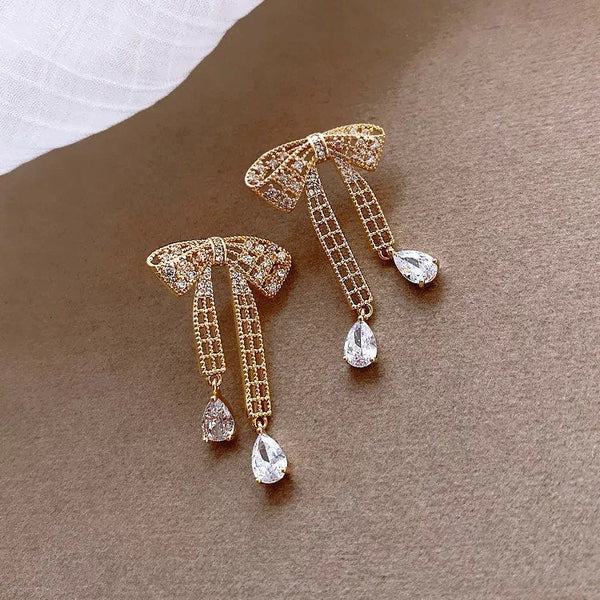 Delicate Crystal Bow Earrings