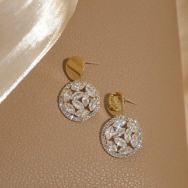 Crystal Dangle Disc Earrings