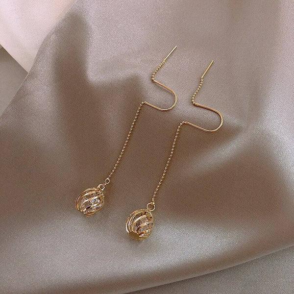Caged Crystals Threaded Earrings