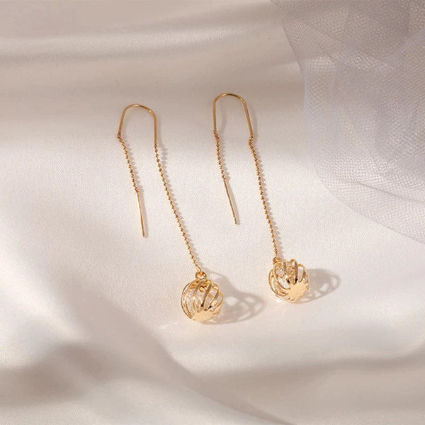 Caged Crystals Threaded Earrings