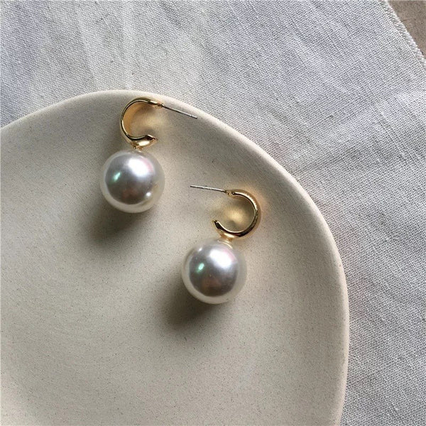 Classy Hoop Pearl Earrings