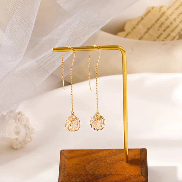 Caged Crystals Threaded Earrings