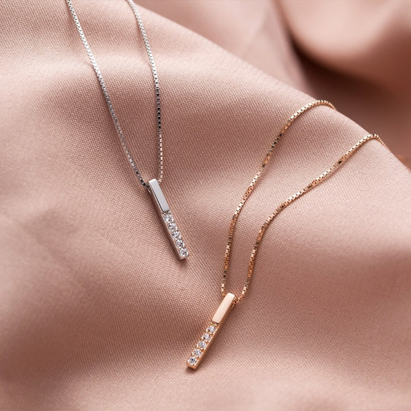 Delicate Crystal Bar Necklace