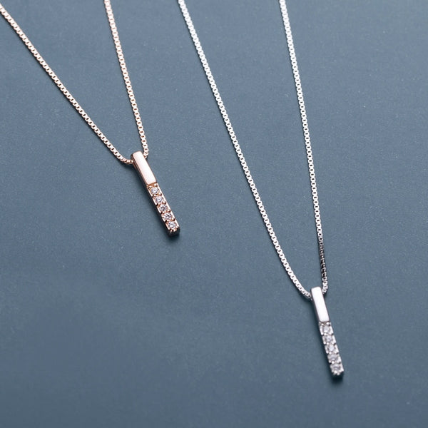 Delicate Crystal Bar Necklace