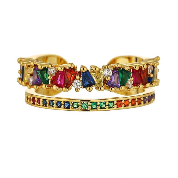 Crown Rainbow Crystal Ring