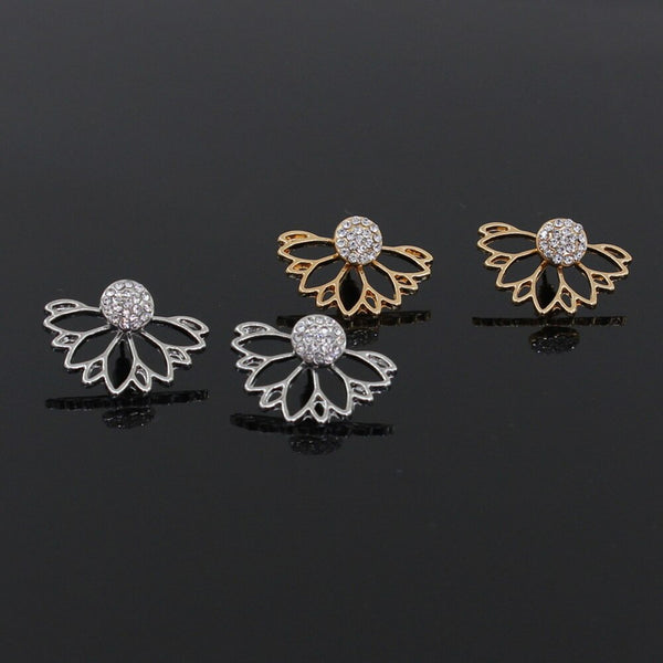 Crystal Lotus Ear Jacket Earrings