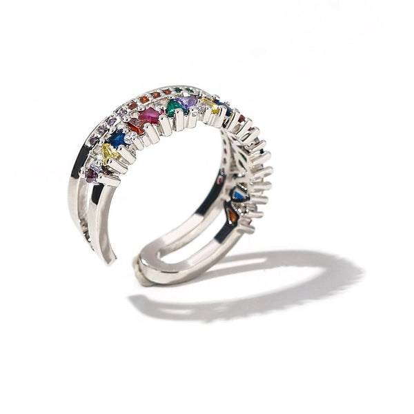 Crown Rainbow Crystal Ring