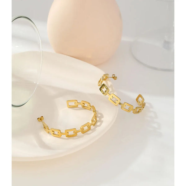 Boxy Chain Hoop Earrings