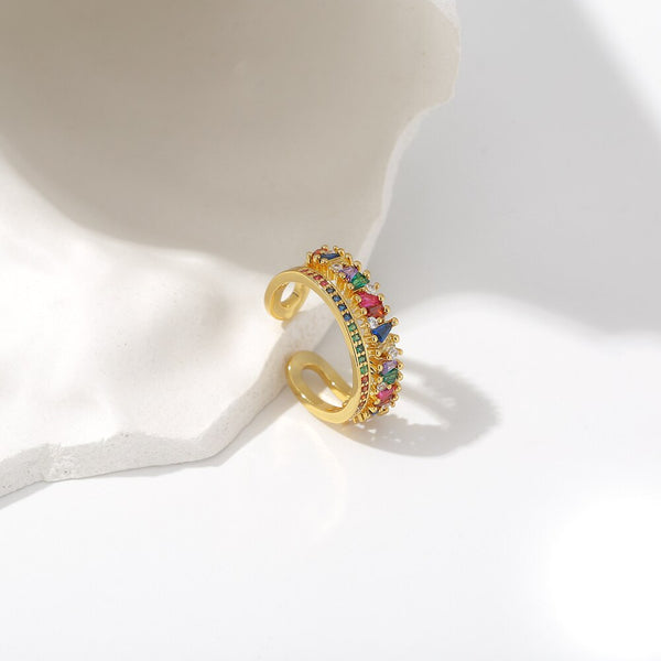 Crown Rainbow Crystal Ring