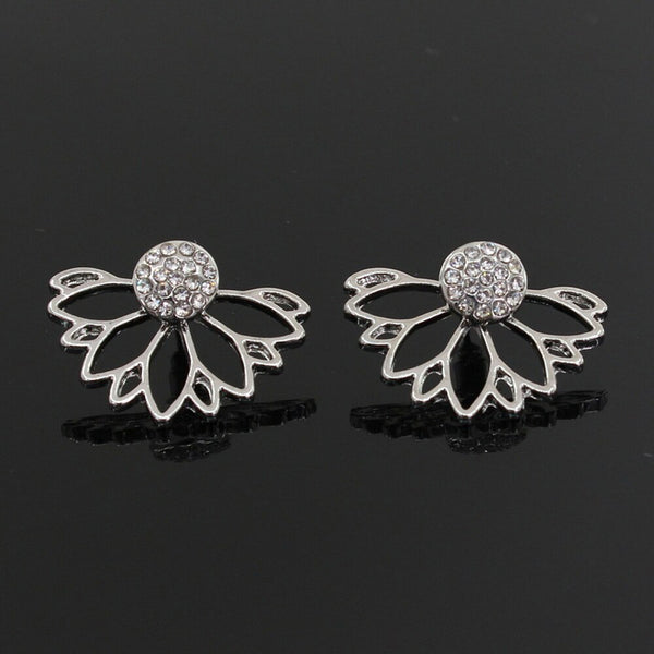 Crystal Lotus Ear Jacket Earrings