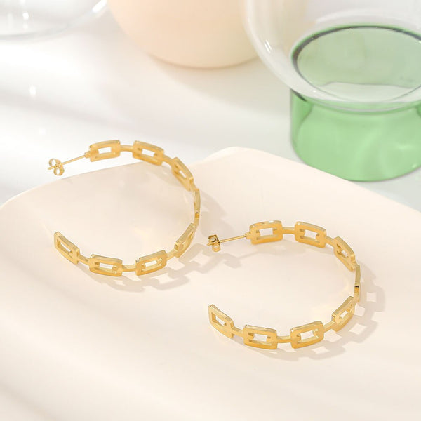 Boxy Chain Hoop Earrings