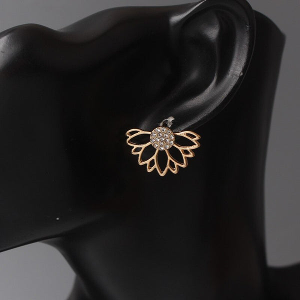 Crystal Lotus Ear Jacket Earrings