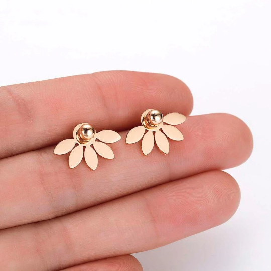 Lotus Ear Jacket Earrings