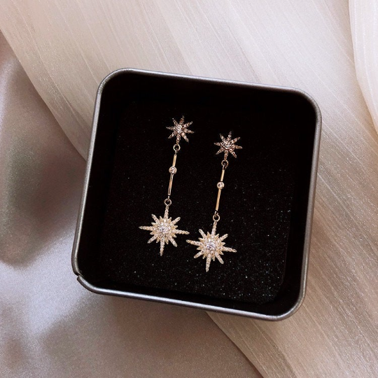 Starburst Crystal Dangle Earrings