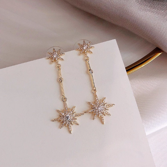 Starburst Crystal Dangle Earrings