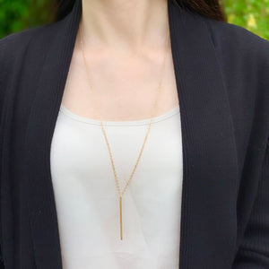 Long Gold Bar Necklace