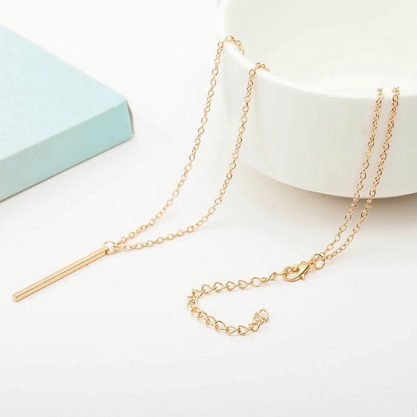 Long Gold Bar Necklace