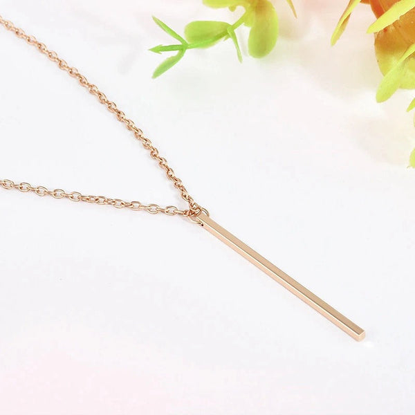 Long Gold Bar Necklace