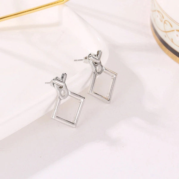 Squared Triangle Ear Jacket Earrings