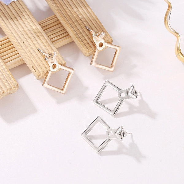 Squared Triangle Ear Jacket Earrings