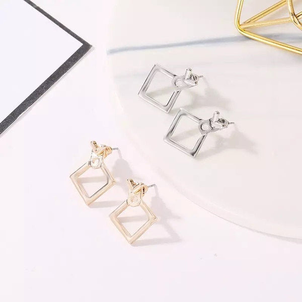 Squared Triangle Ear Jacket Earrings