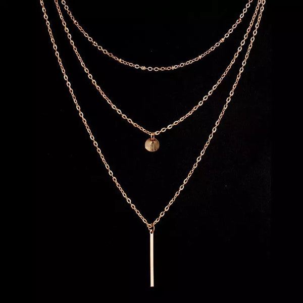 Layered Bar and Coin Necklace