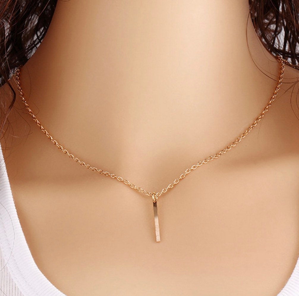 Dainty Gold Bar Necklace