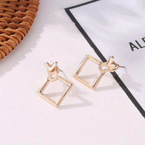 Squared Triangle Ear Jacket Earrings