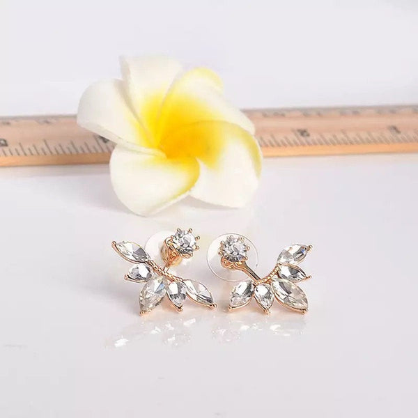 Spiked Flower Crystal Ear Jacket Earrings