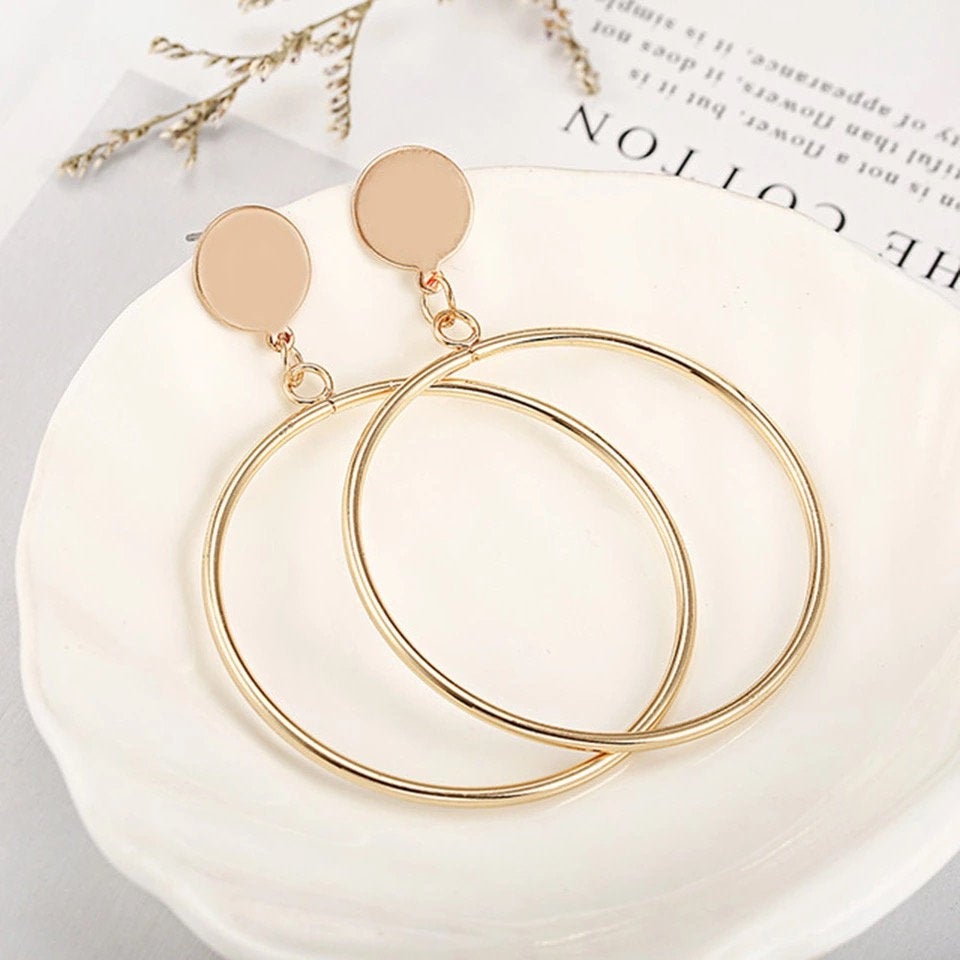 Statement Stud Dangle Hoop Earrings