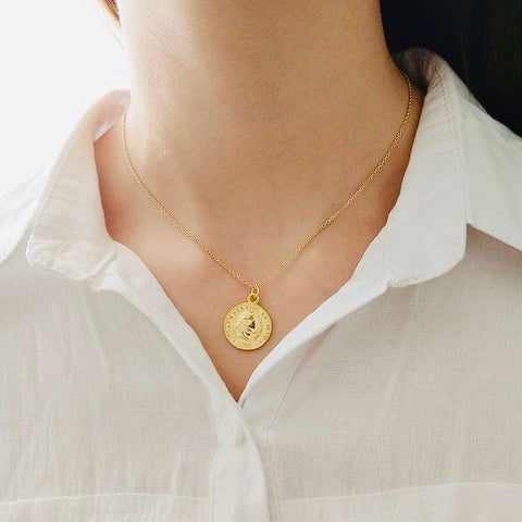 Coin Medallion Pendant Necklace