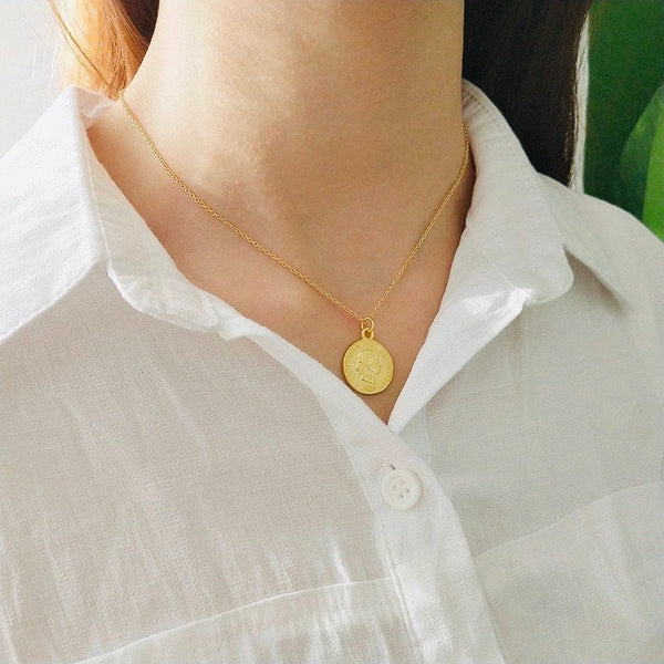 Coin Medallion Pendant Necklace