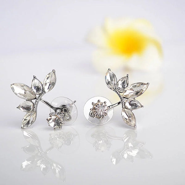 Spiked Flower Crystal Ear Jacket Earrings