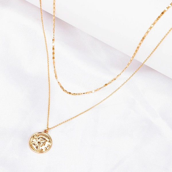 Tiny Coin Layered Pendant Necklace