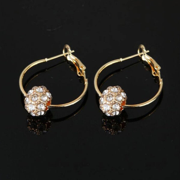 Crystal Ball Charm Hoop Earrings